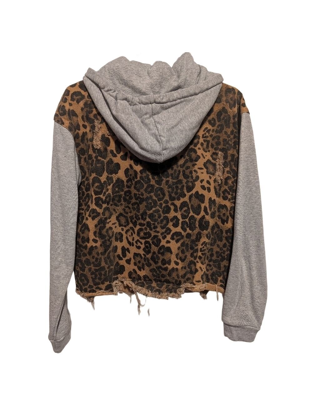 ODDI Leopard Denim Jacket Small Hoodie Distressed - Picture 10 of 11